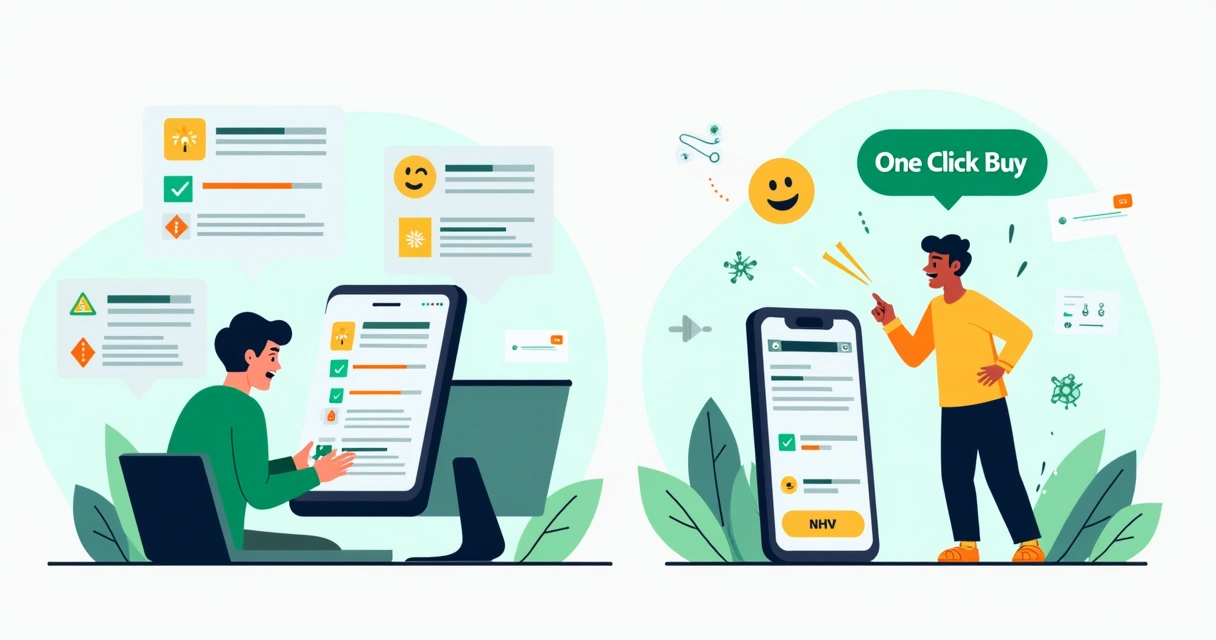 Comparação entre processo de checkout longo e curto 