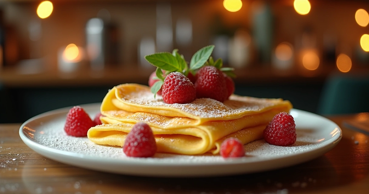 Chef servindo crepe recém-feito durante festa em Orlando 