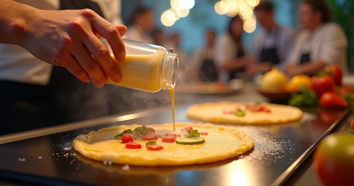 Chef preparando crepes ao vivo em evento em Orlando 