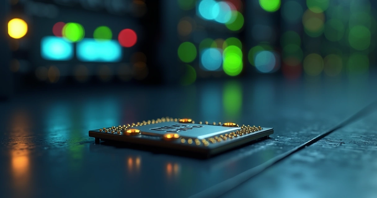 Placa de chip Nvidia para data center sobre fundo escuro 