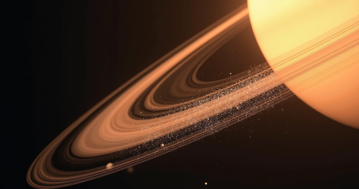 Partículas dos anéis de Saturno caindo em direção ao planeta