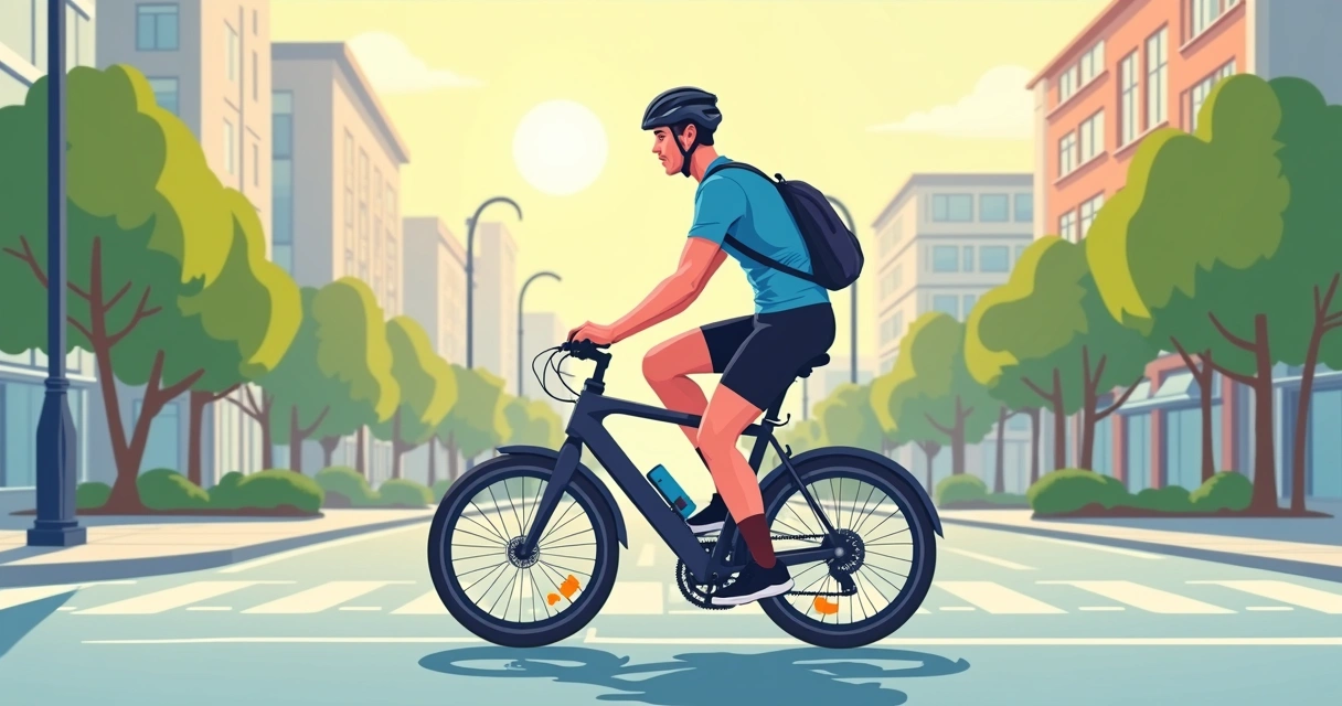 Ciclista com camiseta esportiva e bermuda em rua urbana