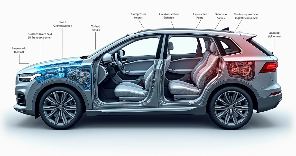 Esquema do ciclo de refrigeração do ar-condicionado automotivo 