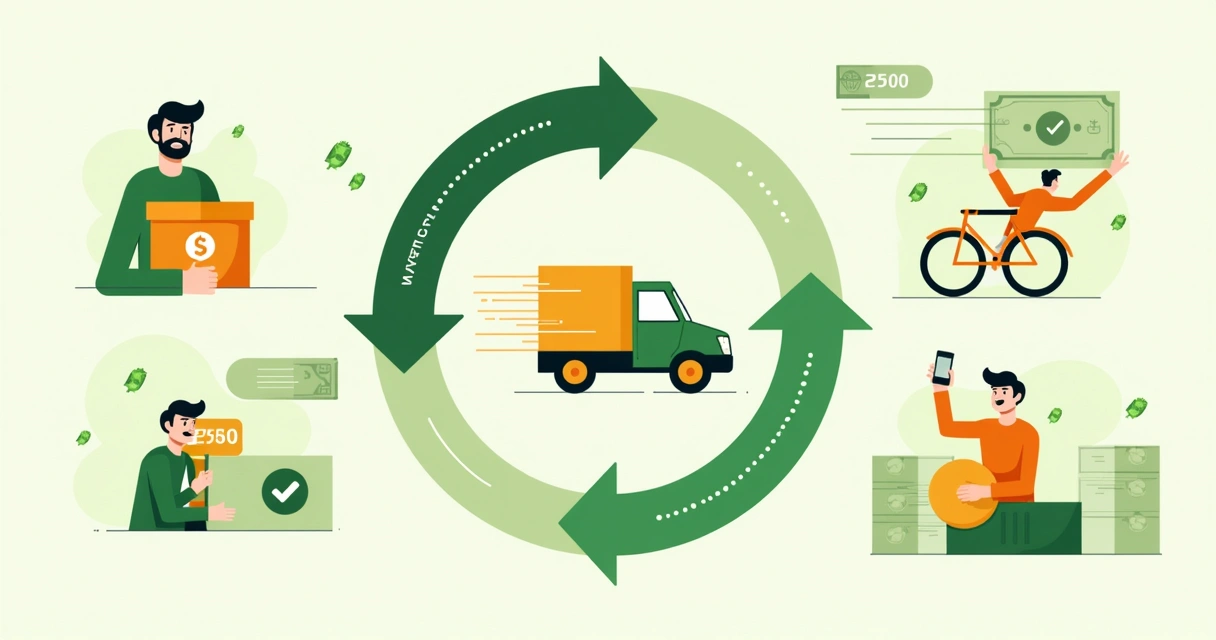 Ciclo do dropshipping acelerado com dinheiro circulando 