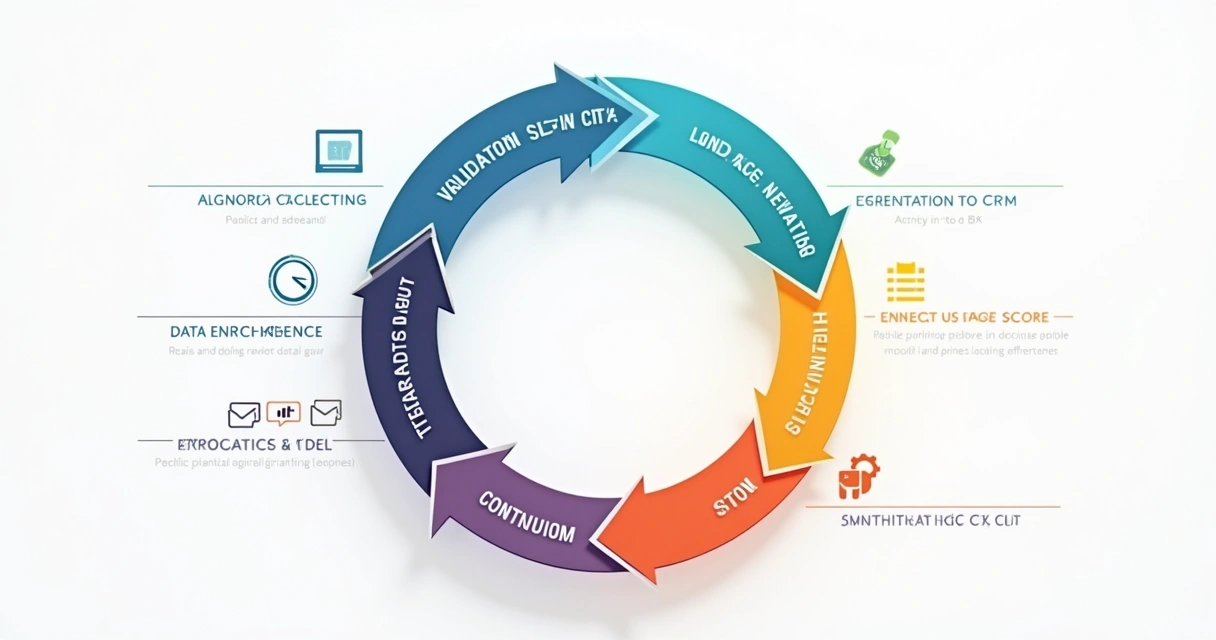 Enriquecimento de Mailing: Melhore Seus Leads e Vendas B2B 3 Gráfico circular ilustrando o ciclo de enriquecimento e atualização de dados de contato
