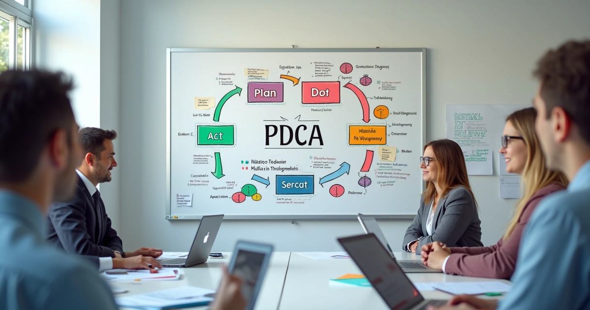 Fluxograma do ciclo PDCA aplicado a um Key Result de melhoria contínua 