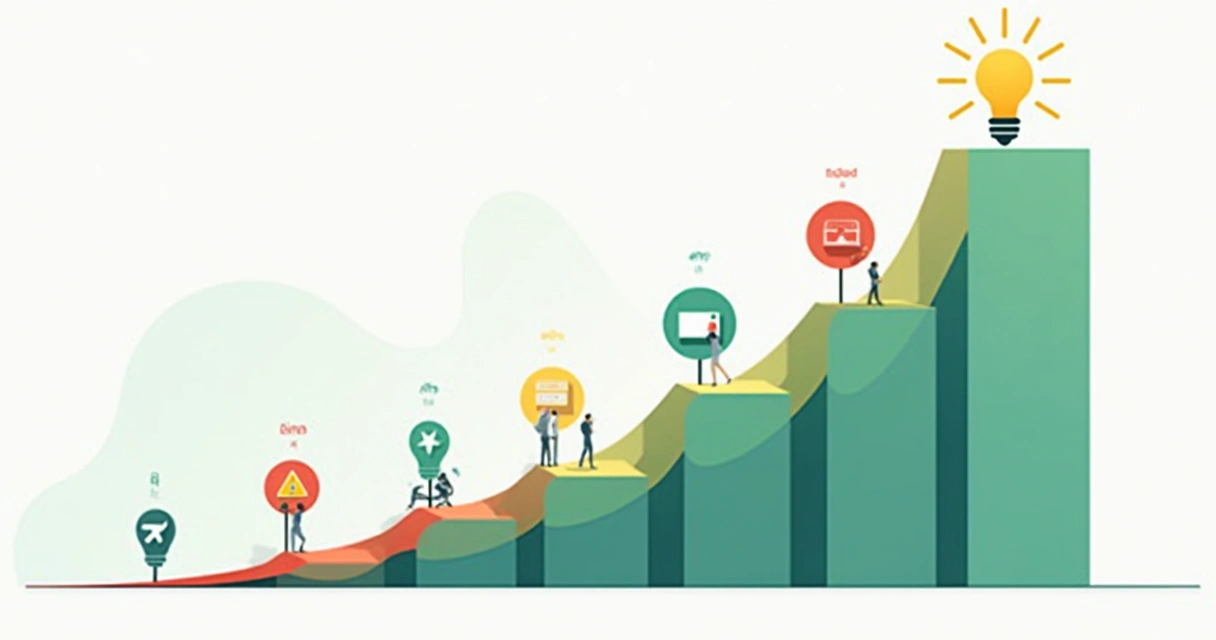 Ilustração de gráfico mostrando ascensão, pico, estabilidade, crise e recuperação na reputação de influenciador 