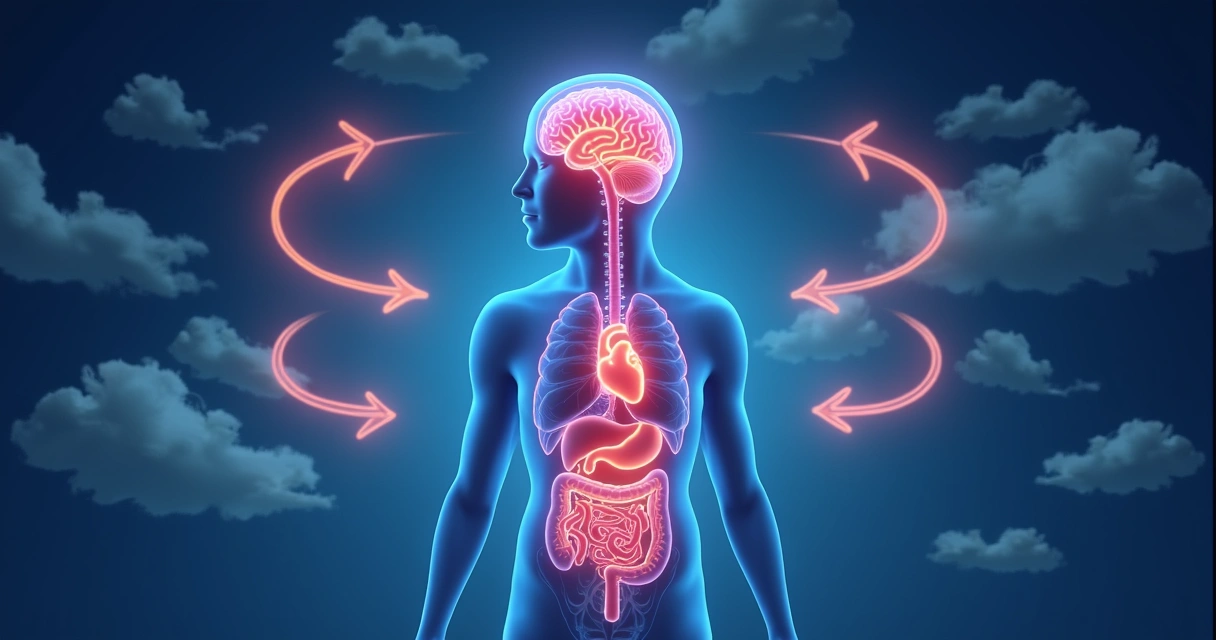 Ciclo ilustrado do sono conectando corpo e mente 