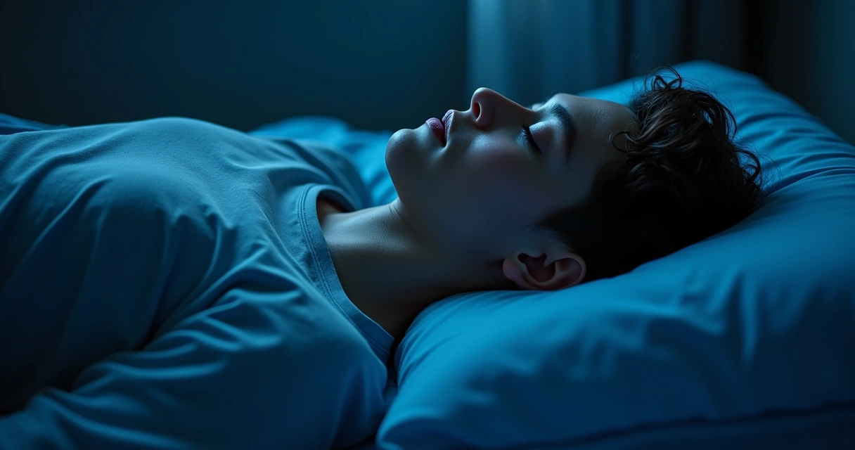 Pessoa deitada na cama com cérebro iluminado e ciclos do sono representados ao fundo 