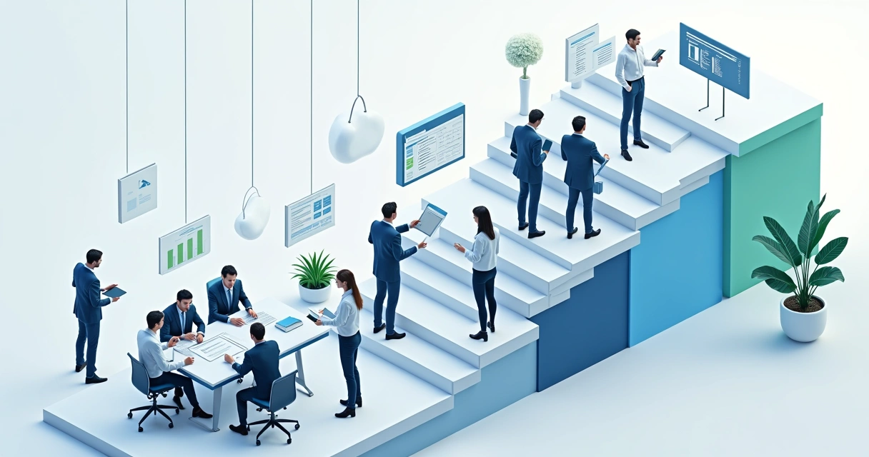 Marketing B2B: estratégias digitais para gerar leads qualificados 2 Diagrama com as etapas do ciclo de vendas B2B e múltiplos decisores