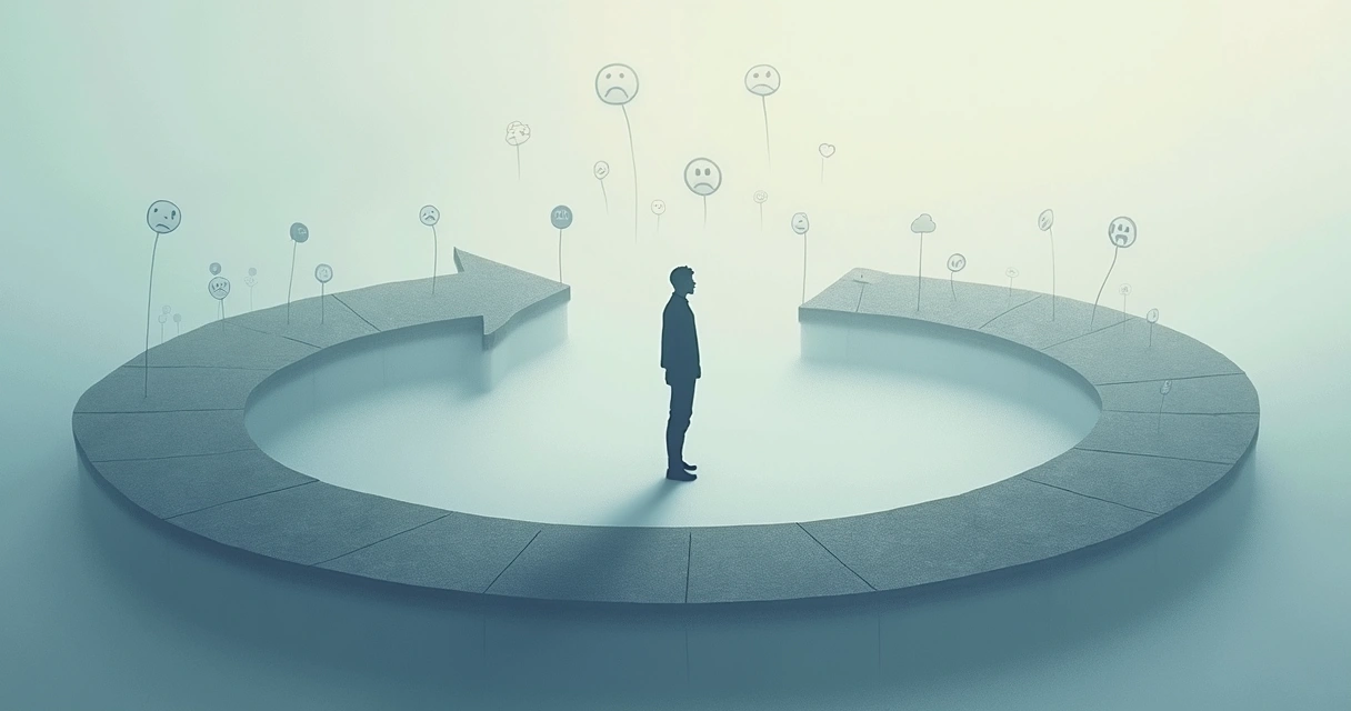 Desenho de um ciclo representando padrões emocionais repetitivos 