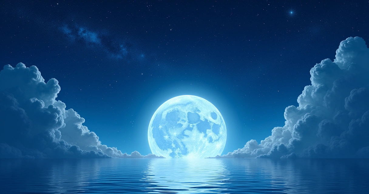 Ilustração do céu noturno com Lua nova e cheia, simbolizando ciclos e energias lunares.