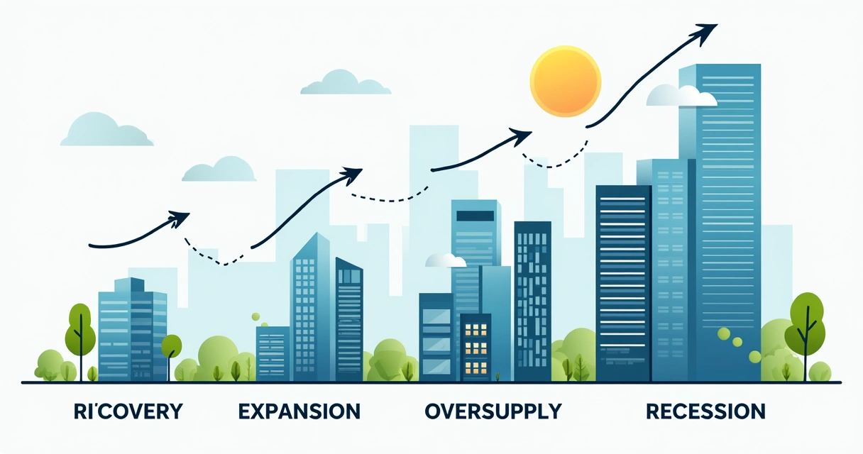 Gráfico ilustrando fases do ciclo imobiliário 