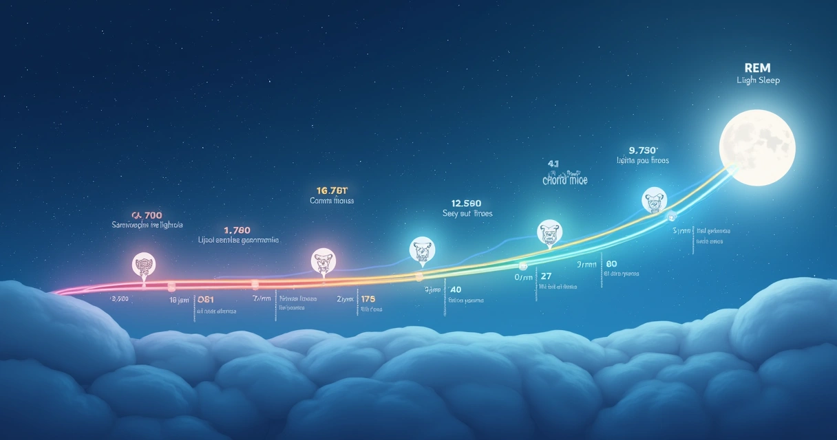 Gráfico ilustrando os quatro estágios do ciclo do sono durante a noite 