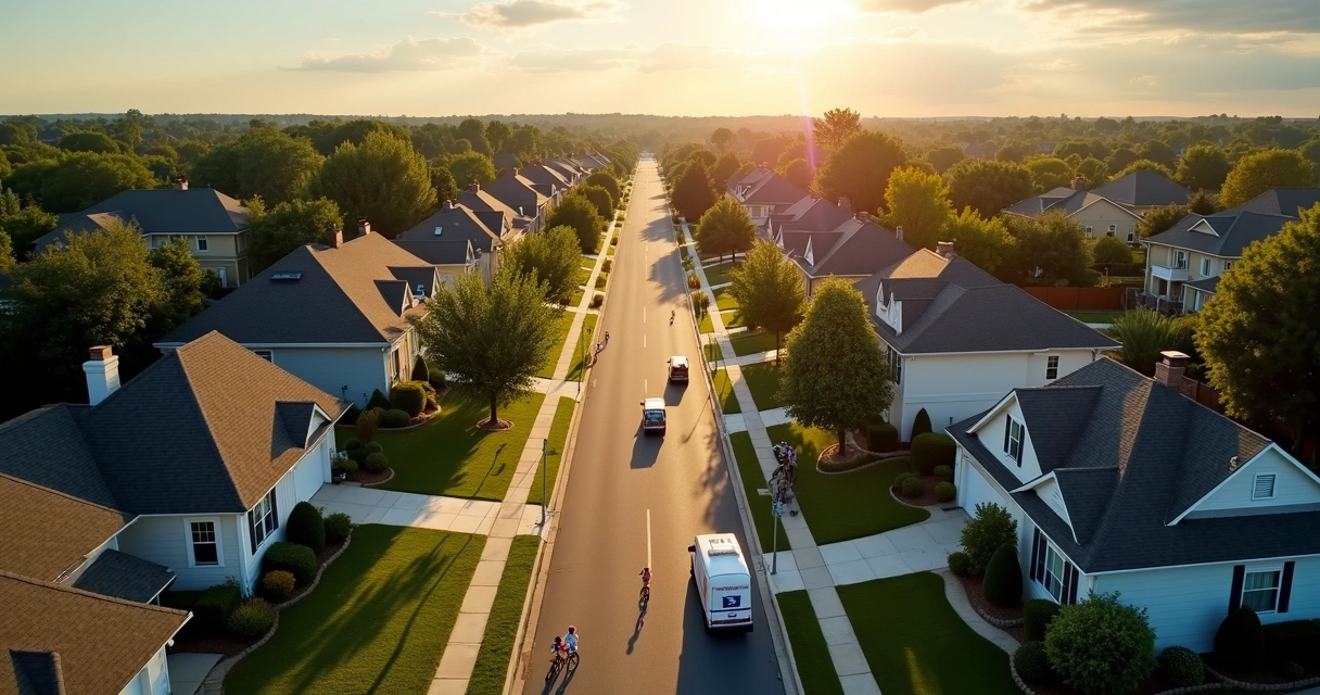 Subúrbio americano com casas típicas nos EUA