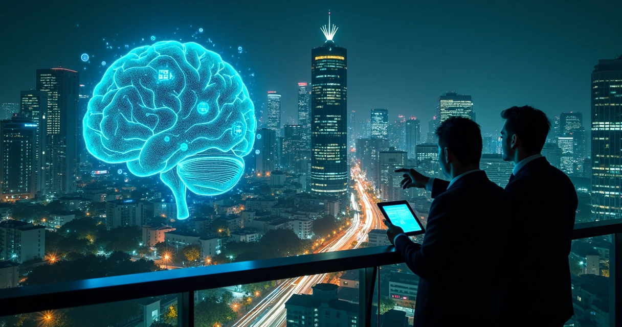 Paisagem de cidade conectada com dados fiscais digitais avaliados por inteligência artificial 