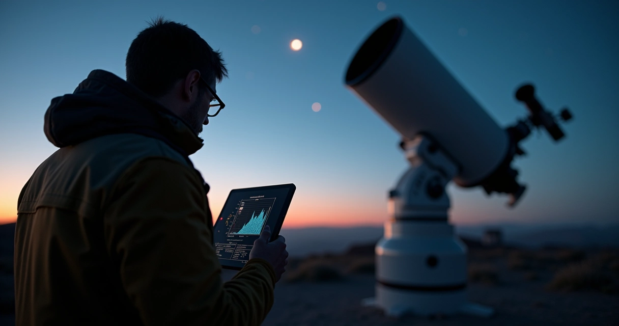 Astrônoma analisando dados de fosfina no telescópio 