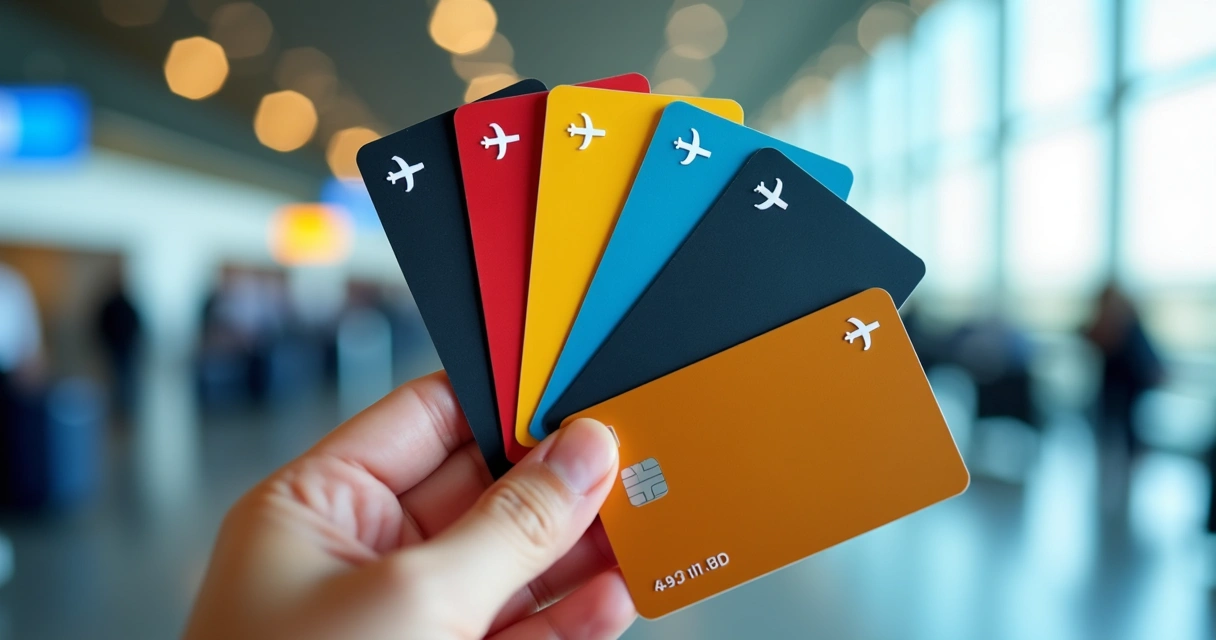 Cinco cartões de crédito diferentes segurados por mão humana 