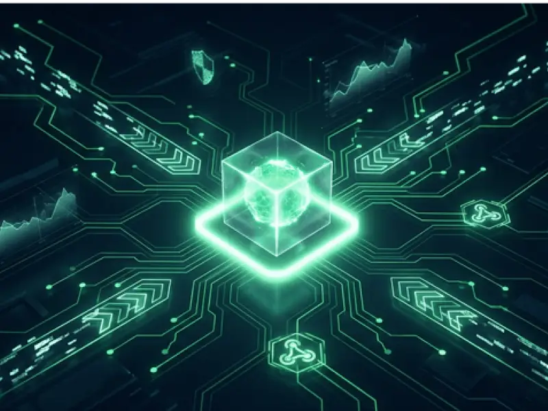 Representação digital de circuito eletrônico com núcleo brilhante em verde neon