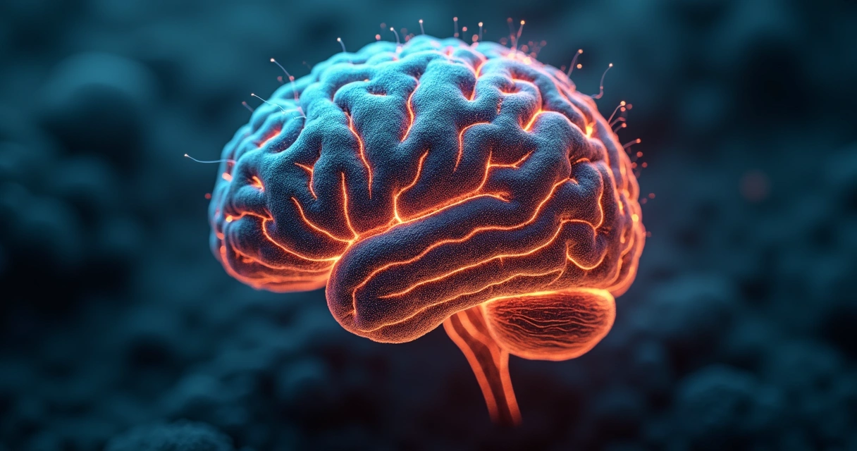 Representação artística de conexões cerebrais ligadas a emoções