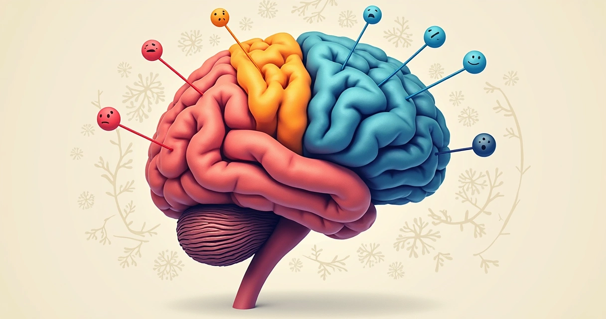 Ilustração dos circuitos cerebrais relacionados às emoções 