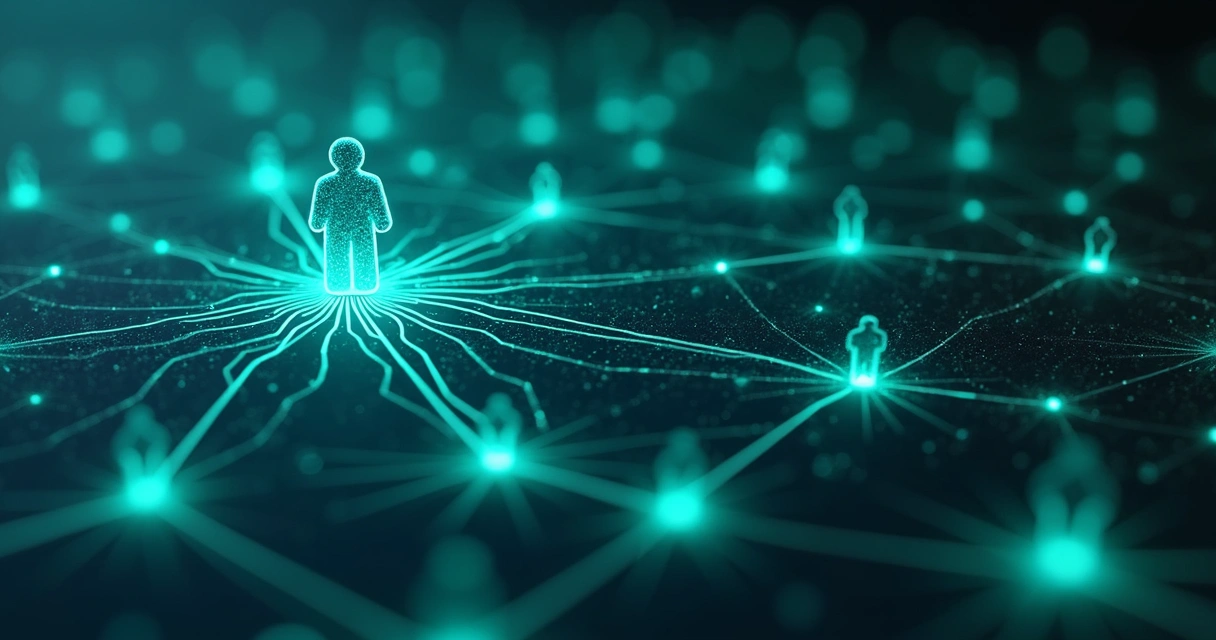 Circuitos com nós representando conexão digital entre pessoas