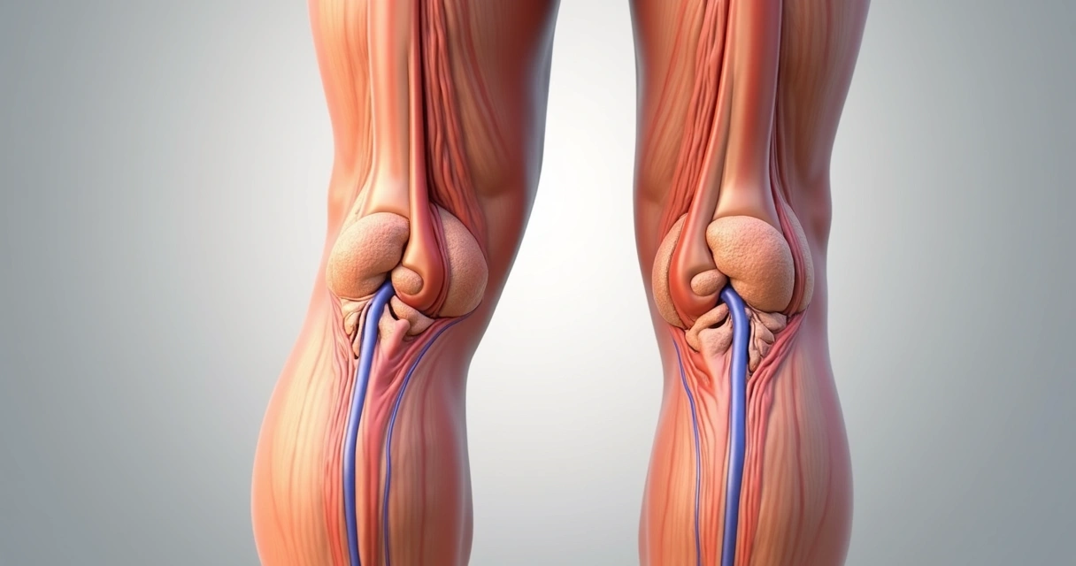 Ilustração mostrando circulação nas pernas com destaque para as veias safenas e pequenas varizes visíveis sob a pele