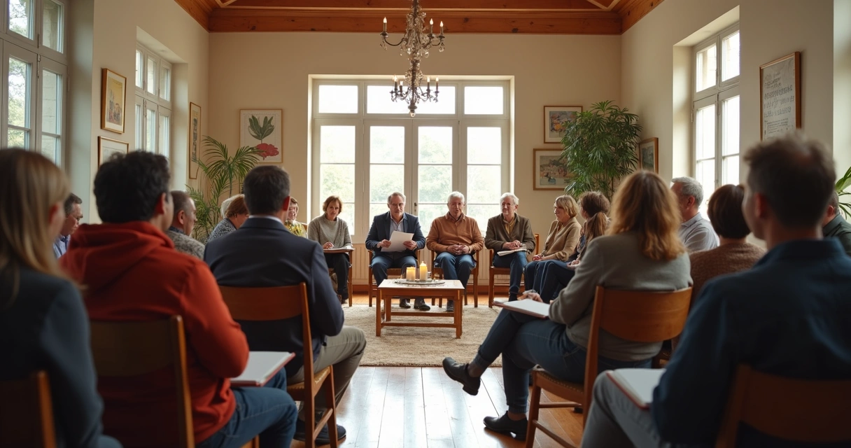 Personas en círculo compartiendo memoria comunitaria
