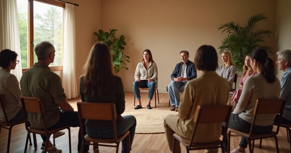 Grupo en círculo durante un momento de escucha compartida