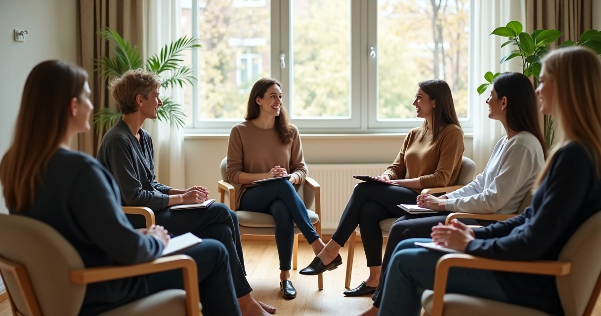 Grupo sentado em círculo em conversa atenta
