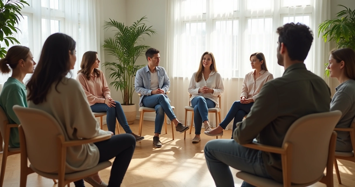 Grupo em círculo praticando escuta atenta