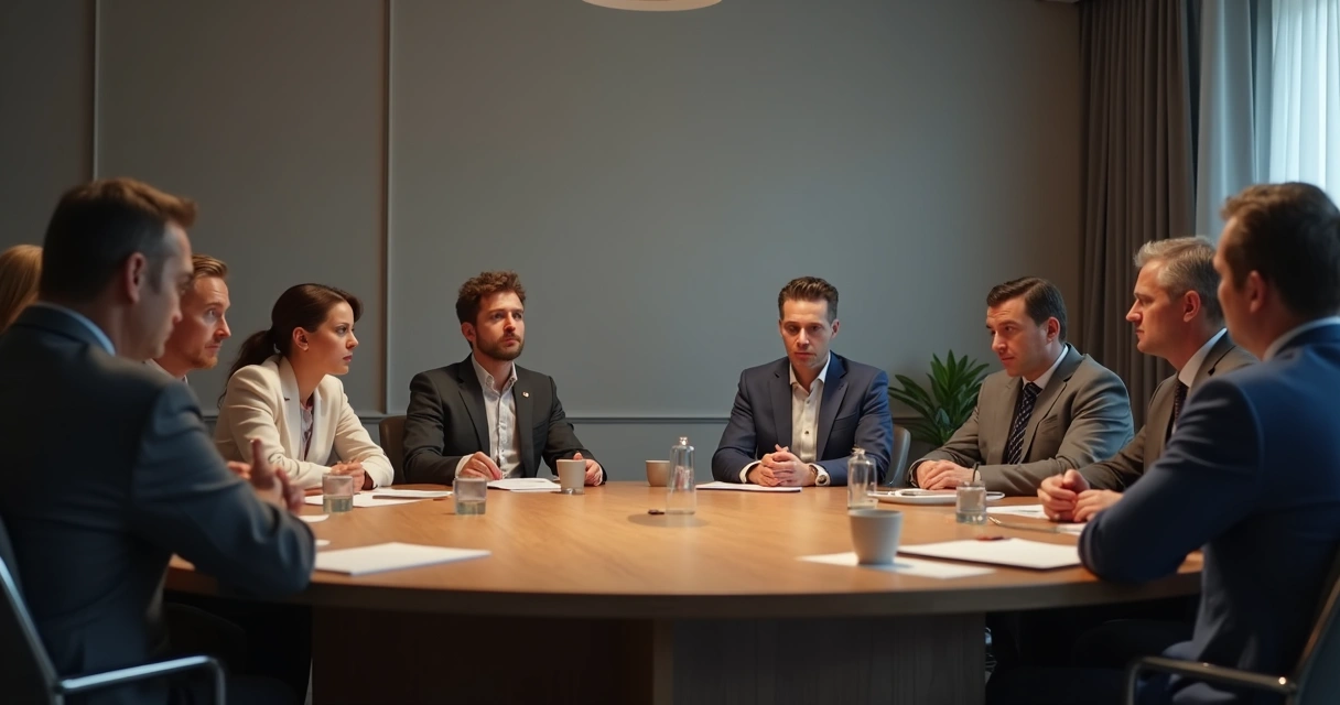 Grupo de personas sentadas en círculo en una sala, mostrando diferentes posturas y miradas en silencio 