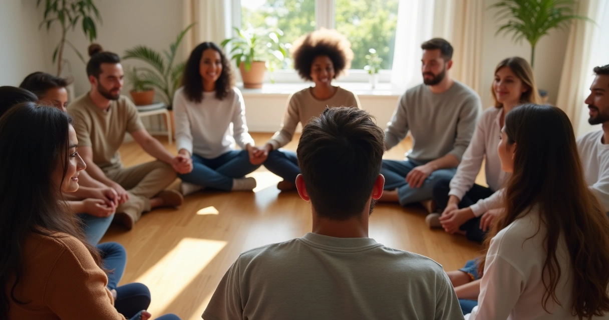 Grupo de pessoas em círculo de mãos dadas vista superior 