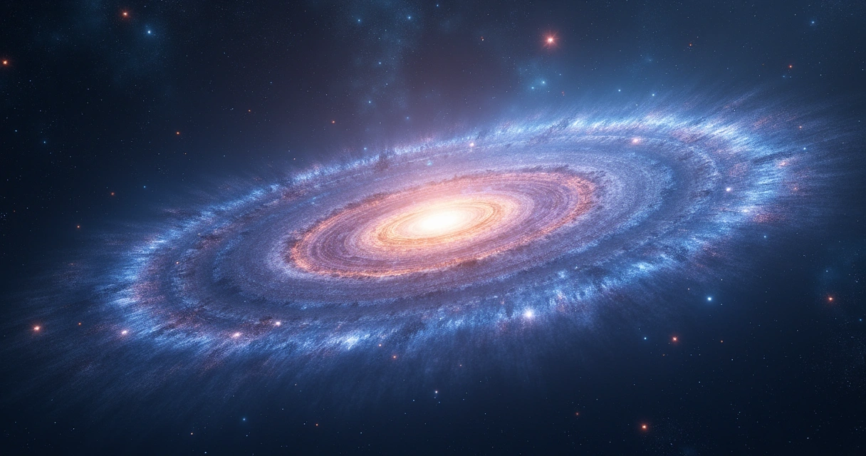 Círculo de rádio em torno de galáxia no espaço profundo 