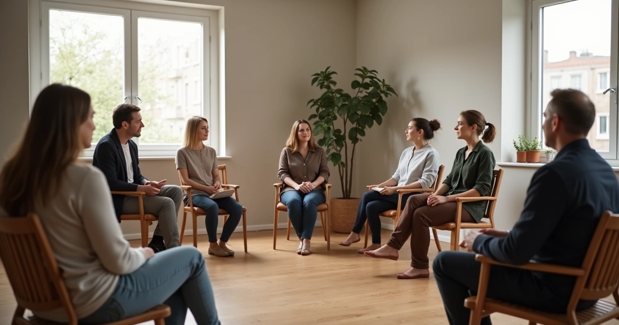Grupo em círculo representando vínculos familiares e relacionais 
