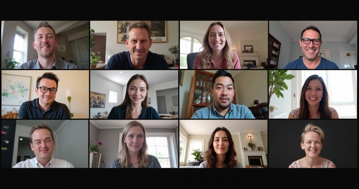 Pessoas reunidas em círculo virtual em chamadas de vídeo