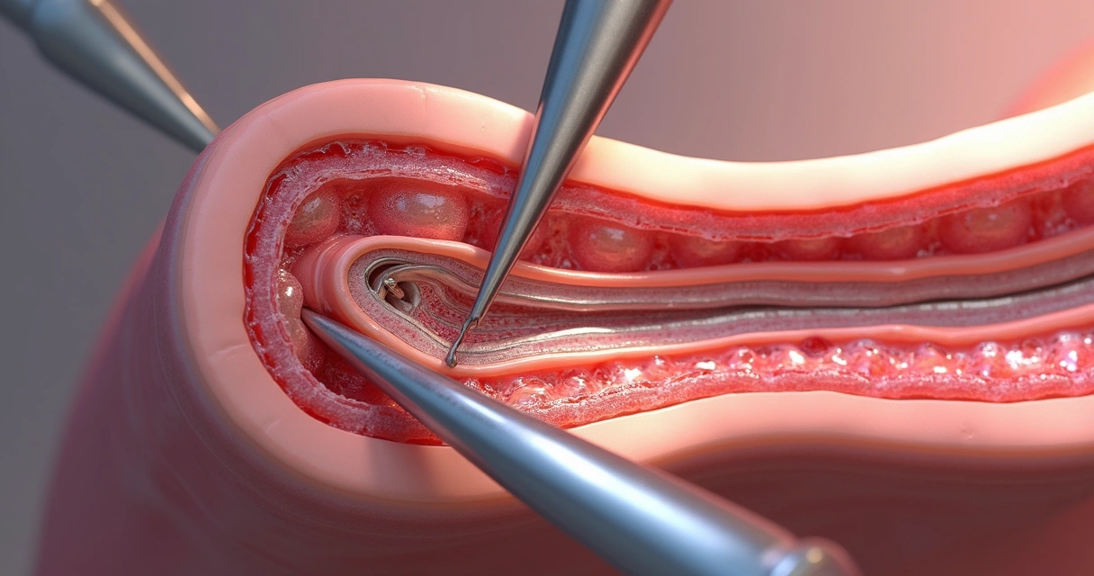 Ilustração cirúrgica de pênis com incisões para correção de curvatura 
