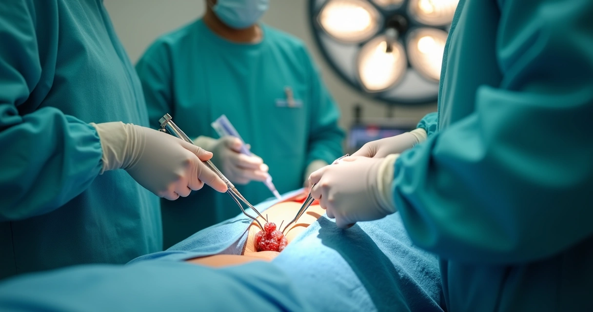 Equipe médica em cirurgia peniana no centro cirúrgico