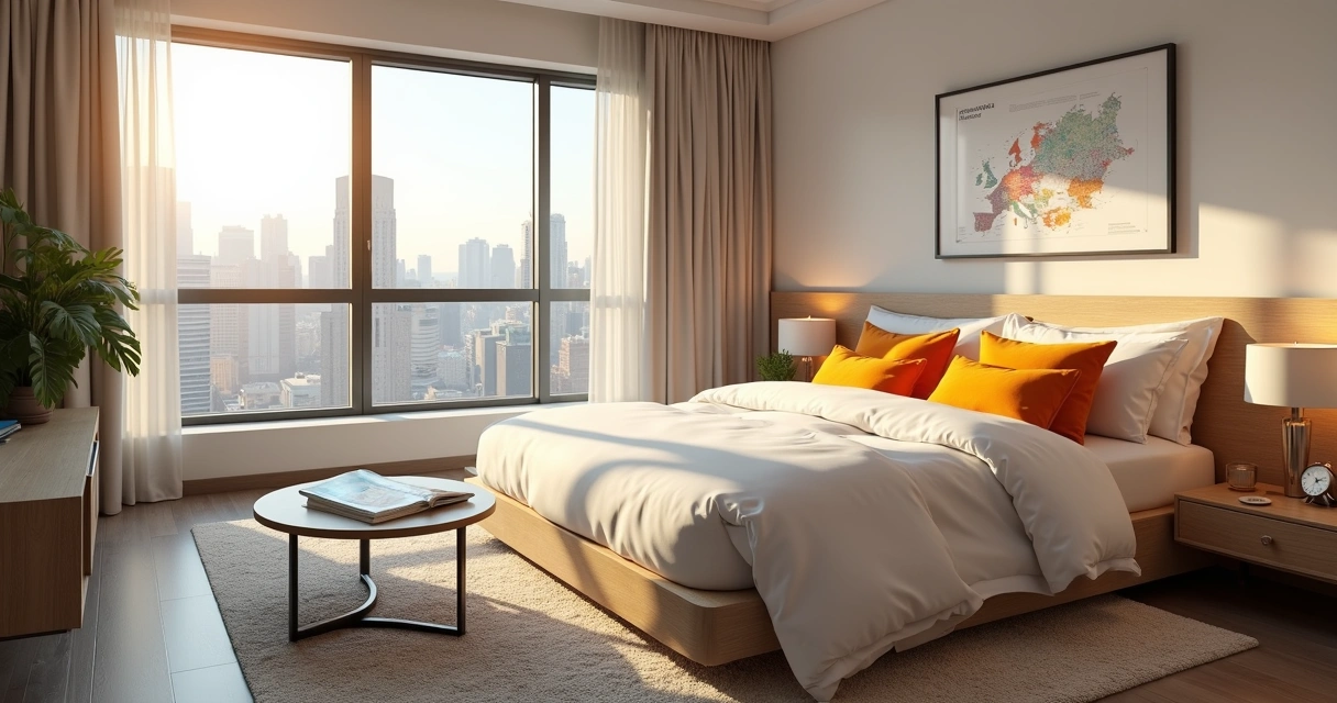 City apartment interior prepared for short-term guests 