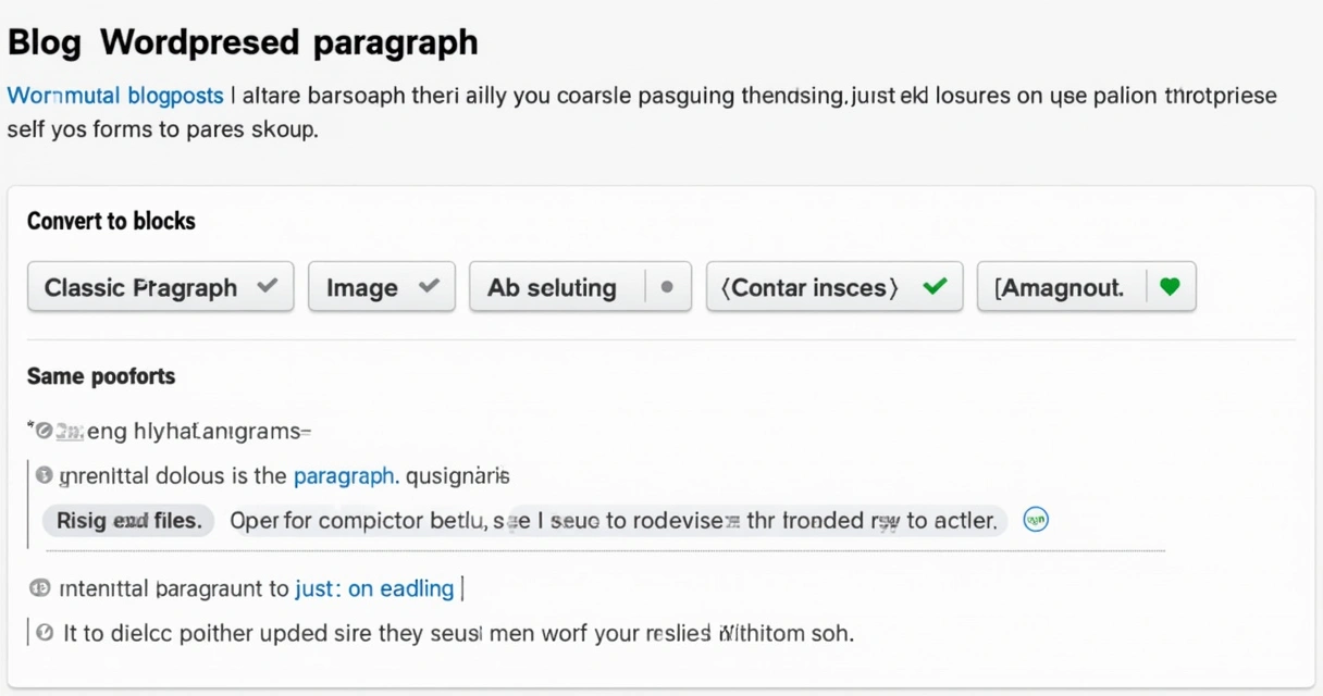 WordPress post showing conversion from classic editor to blocks 