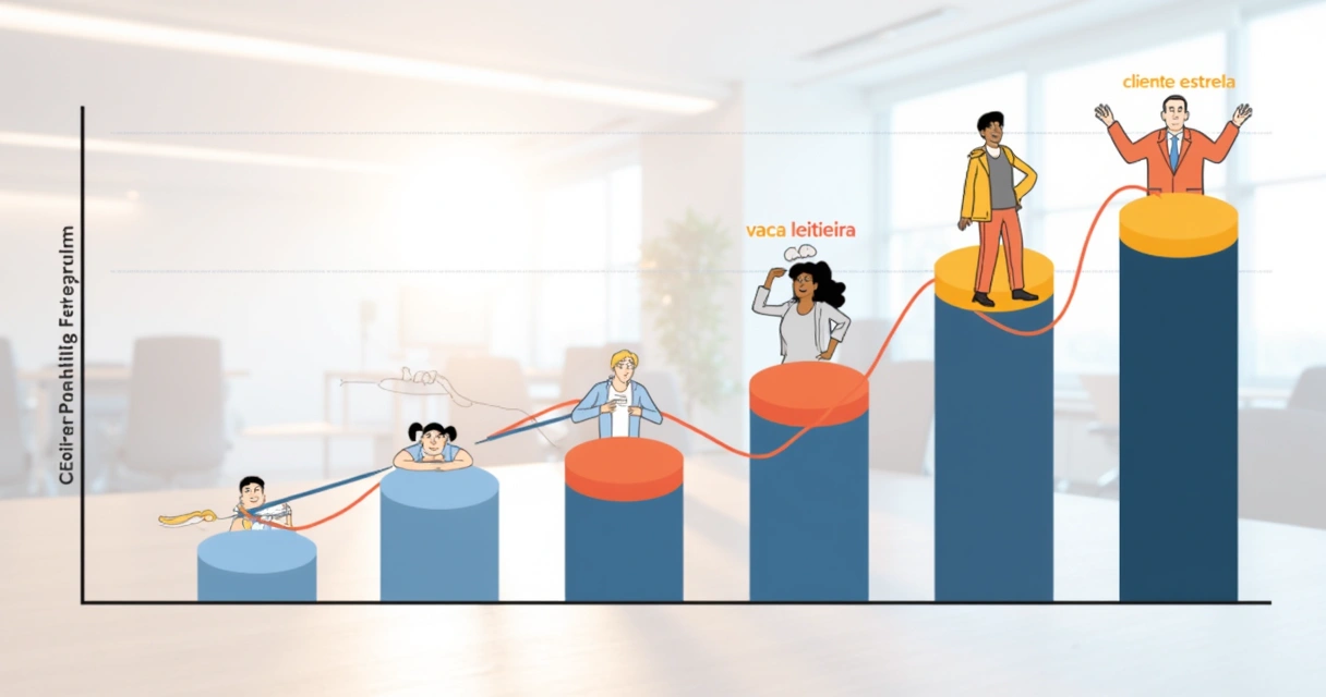 Gráfico com três categorias de clientes: estrela, vaca leiteira e problema 