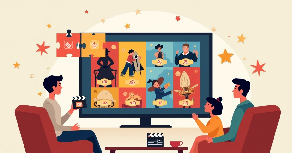 Ilustração de tela com filmes clássicos e ícones de classificação indicativa 