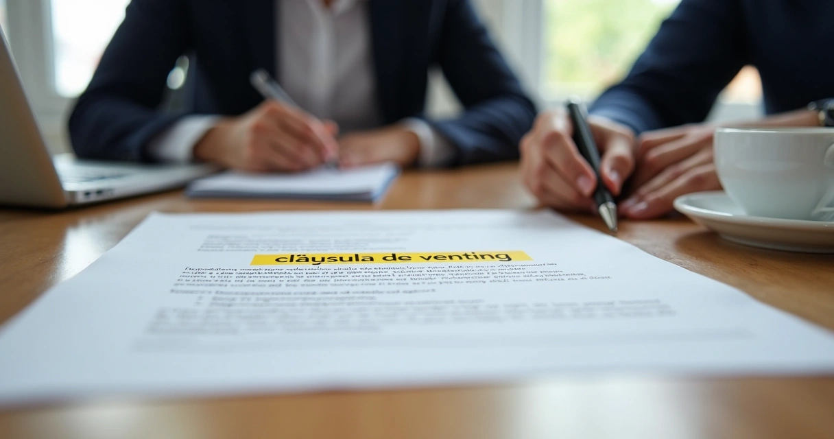 Assinatura de contrato com cláusula de vesting em destaque 