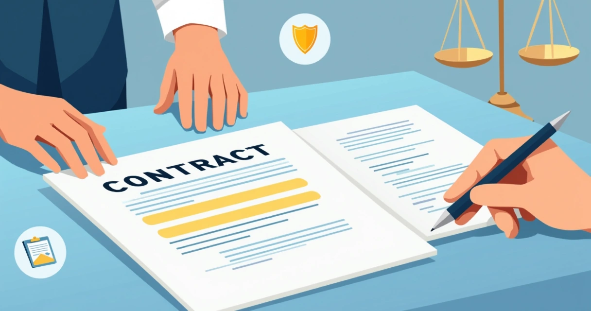 Assinatura de contrato com cláusulas destacadas