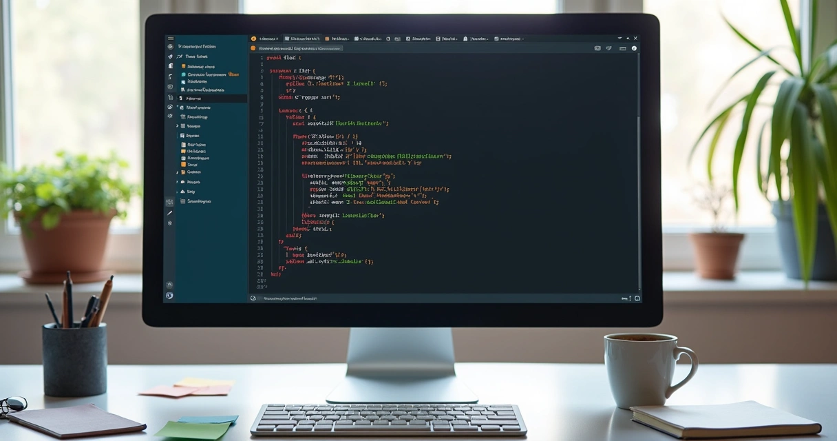 Well-structured Laravel codebase on a monitor in a clean office 