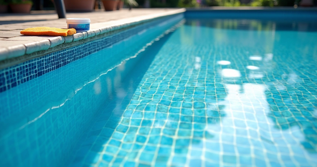 Clean pool tiles after scum line removal