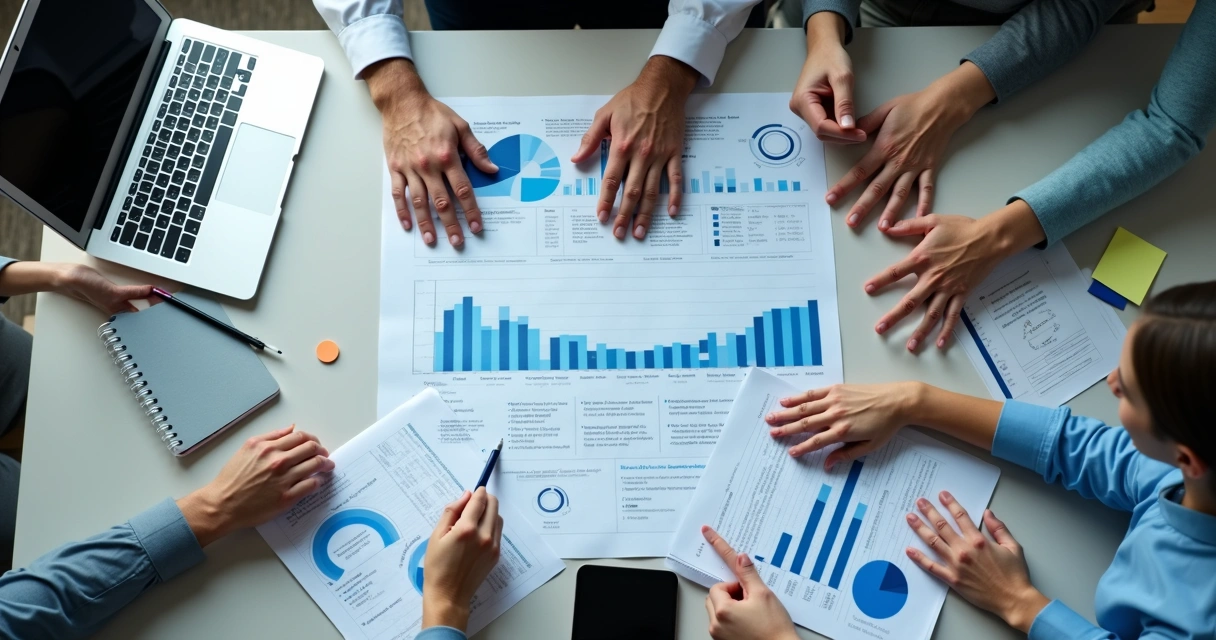 Hands reviewing transparent decision documents on a desk