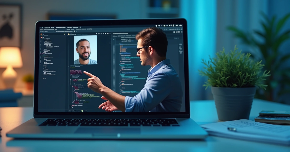 Video call between client and developer with shared screen session