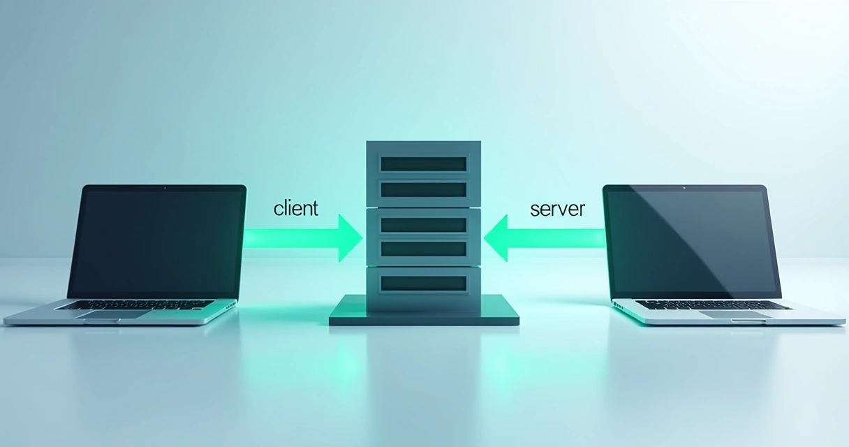 Diagram showing a client device sending data to a server and receiving response 