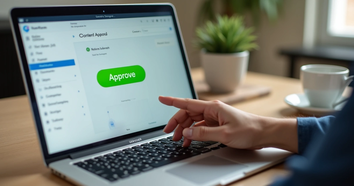 Cliente clicando em botão de aprovação em interface simples 